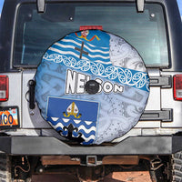 New Zealand Nelson Spare Tire Cover Nelson's Flag and Seal - Maori Art Tattoo LT03 White - Polynesian Pride
