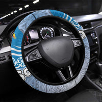 New Zealand Nelson Steering Wheel Cover Nelson's Flag and Seal - Maori Art Tattoo LT03 Universal Fit White - Polynesian Pride