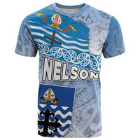 New Zealand Nelson T Shirt Nelson's Flag and Seal - Maori Art Tattoo LT03 White - Polynesian Pride
