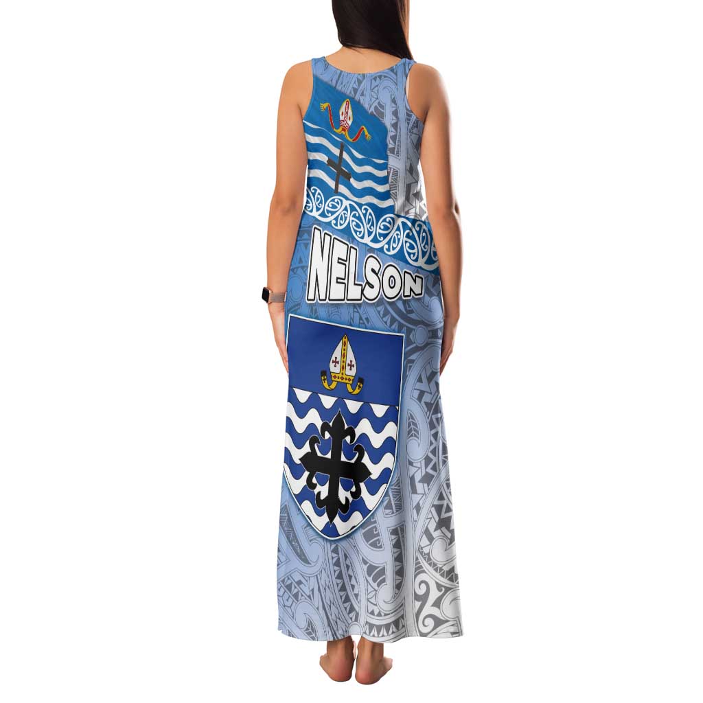 New Zealand Nelson Tank Maxi Dress Nelson's Flag and Seal - Maori Art Tattoo LT03 - Polynesian Pride
