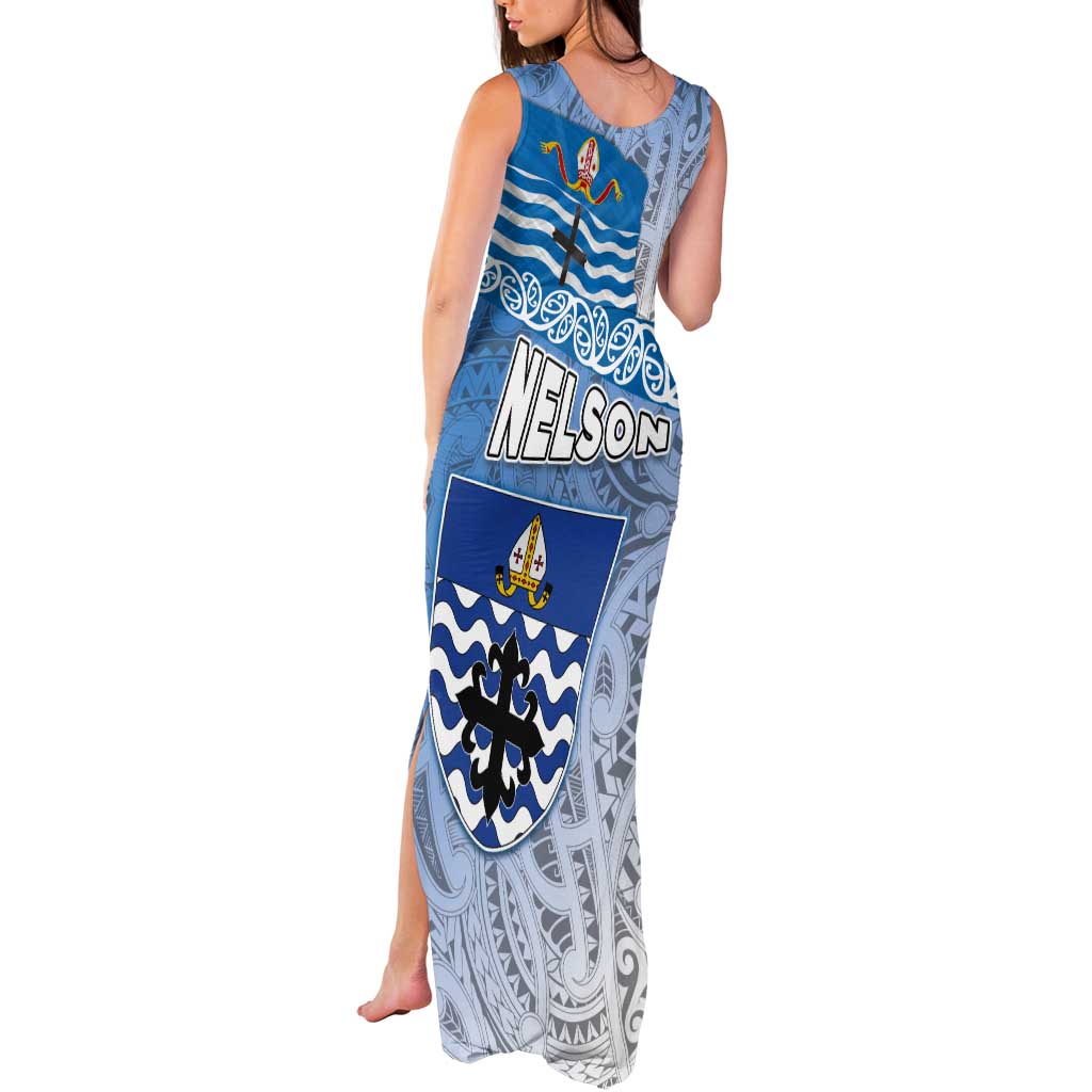 New Zealand Nelson Tank Maxi Dress Nelson's Flag and Seal - Maori Art Tattoo LT03 - Polynesian Pride