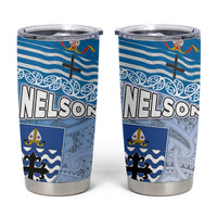 New Zealand Nelson Tumbler Cup Nelson's Flag and Seal - Maori Art Tattoo LT03 White - Polynesian Pride