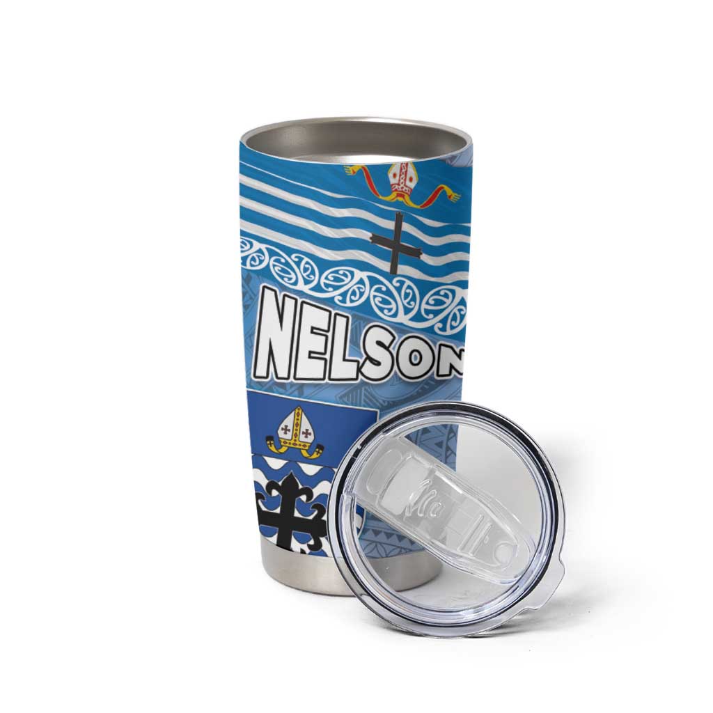 New Zealand Nelson Tumbler Cup Nelson's Flag and Seal - Maori Art Tattoo LT03 - Polynesian Pride
