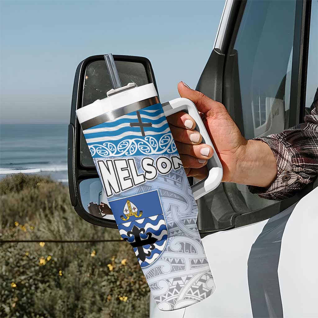 New Zealand Nelson Tumbler With Handle Nelson's Flag and Seal - Maori Art Tattoo LT03 - Polynesian Pride