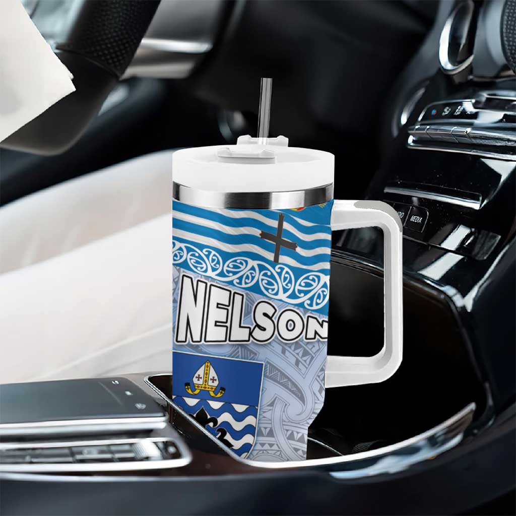 New Zealand Nelson Tumbler With Handle Nelson's Flag and Seal - Maori Art Tattoo LT03 - Polynesian Pride