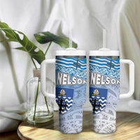 New Zealand Nelson Tumbler With Handle Nelson's Flag and Seal - Maori Art Tattoo LT03 - Polynesian Pride