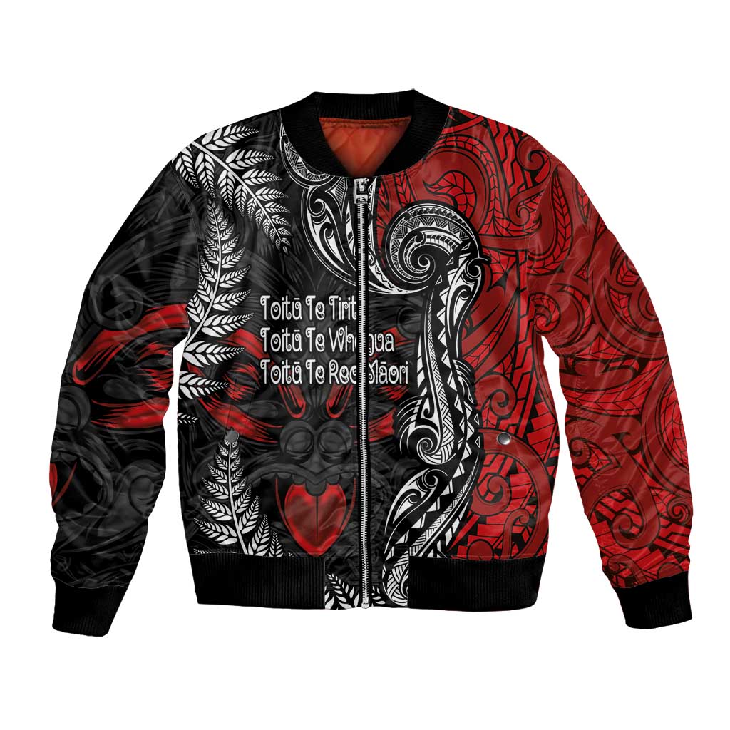 Aotearoa Toitu Te Tiriti Bomber Jacket New Zealand Honour the Treaty - Te Tiriti Is Us LT03 Unisex Red - Polynesian Pride