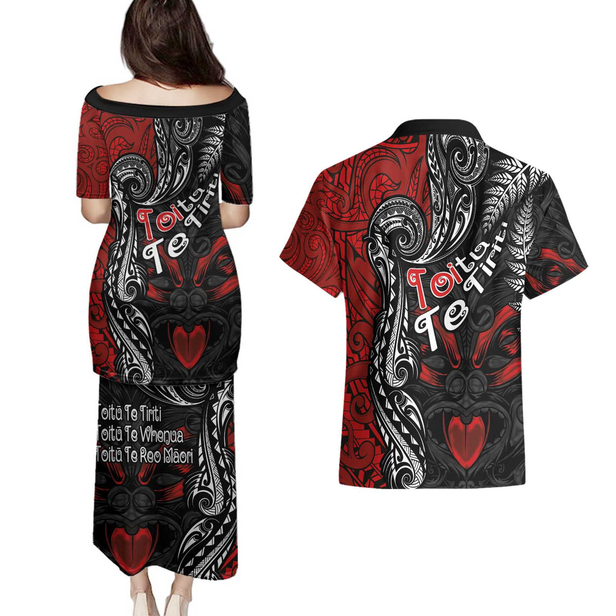 Aotearoa Toitu Te Tiriti Couples Matching Puletasi and Hawaiian Shirt New Zealand Honour the Treaty - Te Tiriti Is Us LT03 - Polynesian Pride