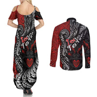 Aotearoa Toitu Te Tiriti Couples Matching Summer Maxi Dress and Long Sleeve Button Shirt New Zealand Honour the Treaty - Te Tiriti Is Us LT03 - Polynesian Pride