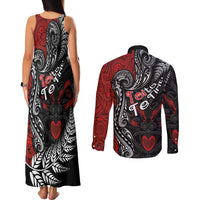 Aotearoa Toitu Te Tiriti Couples Matching Tank Maxi Dress and Long Sleeve Button Shirt New Zealand Honour the Treaty - Te Tiriti Is Us LT03 - Polynesian Pride