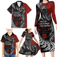 Aotearoa Toitu Te Tiriti Family Matching Long Sleeve Bodycon Dress and Hawaiian Shirt New Zealand Honour the Treaty - Te Tiriti Is Us LT03 - Polynesian Pride