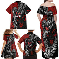 Aotearoa Toitu Te Tiriti Family Matching Off Shoulder Maxi Dress and Hawaiian Shirt New Zealand Honour the Treaty - Te Tiriti Is Us LT03 - Polynesian Pride
