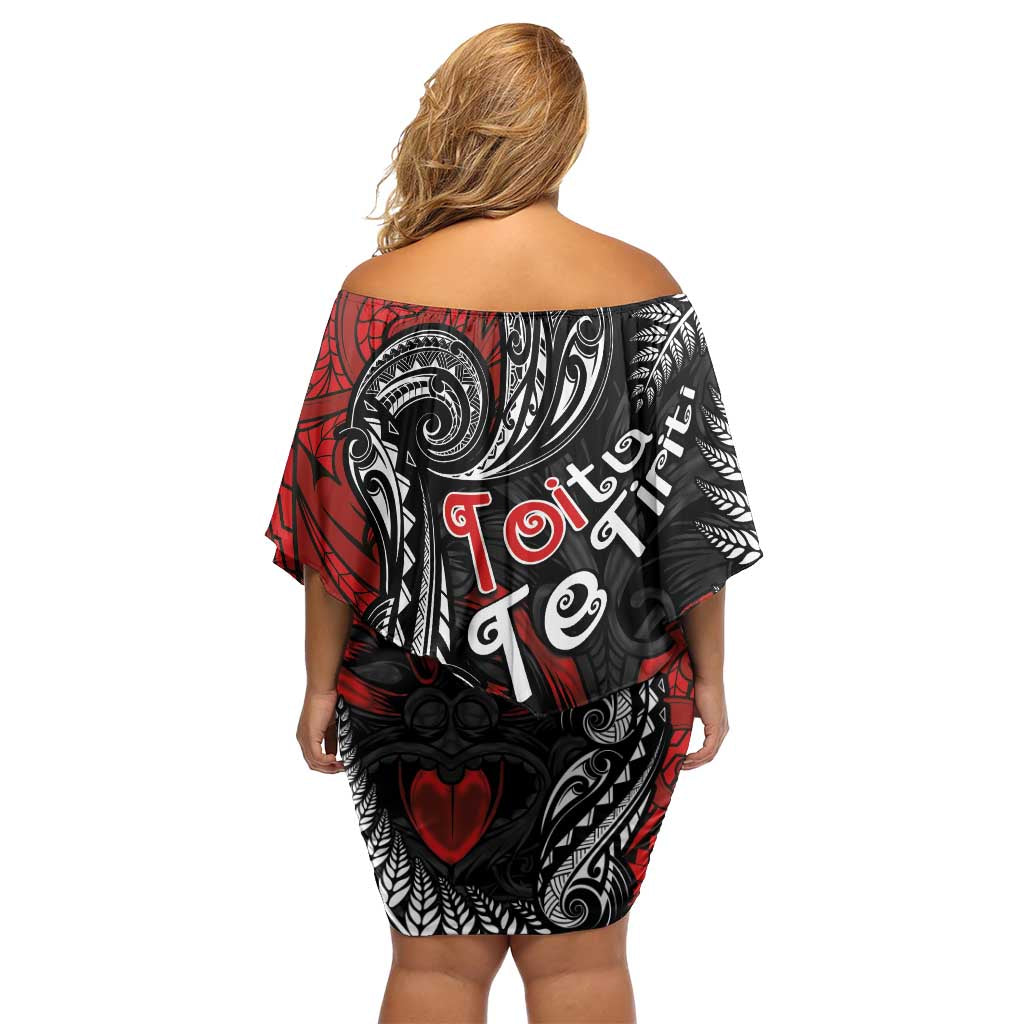Aotearoa Toitu Te Tiriti Family Matching Off Shoulder Short Dress and Hawaiian Shirt New Zealand Honour the Treaty - Te Tiriti Is Us LT03 - Polynesian Pride