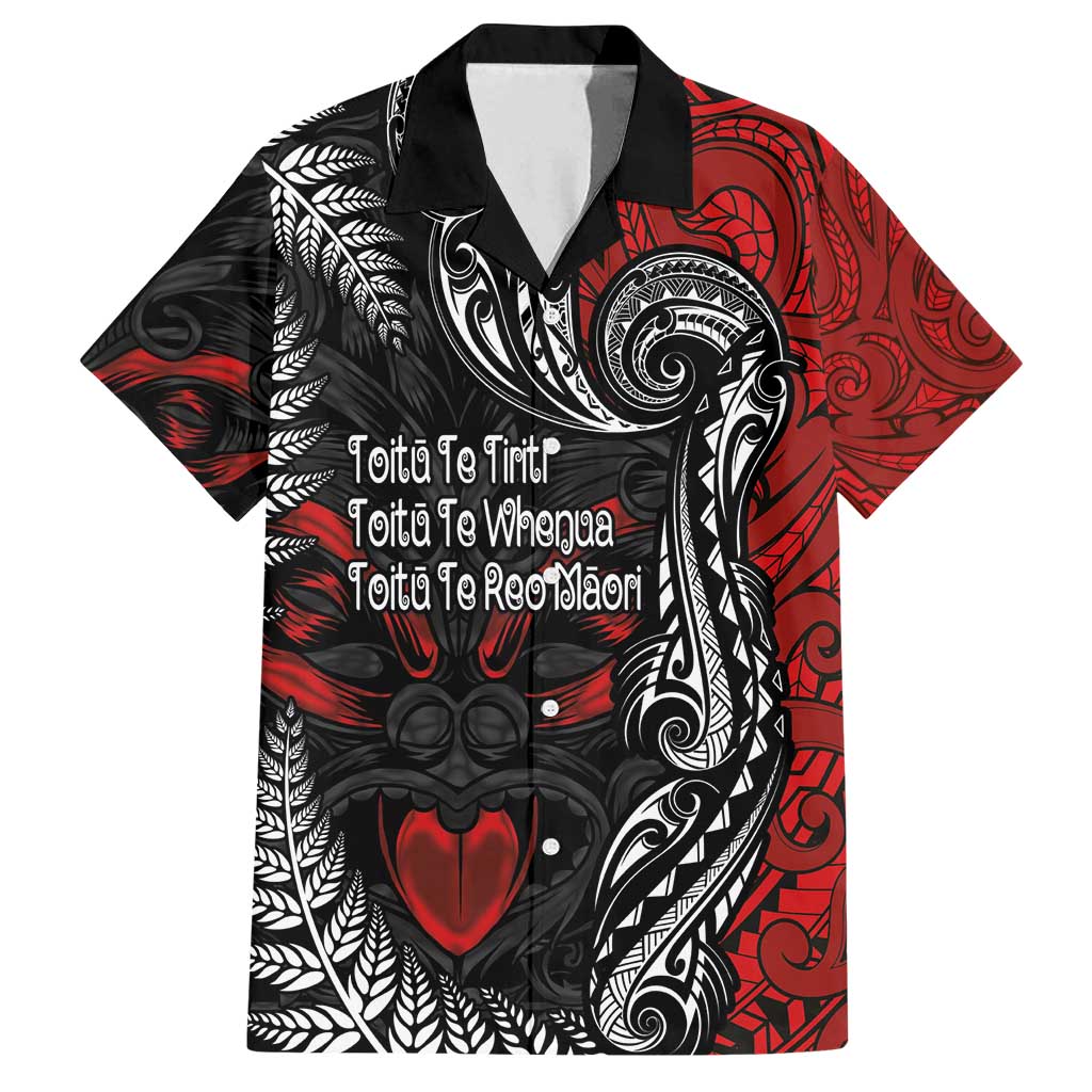 Aotearoa Toitu Te Tiriti Family Matching Puletasi and Hawaiian Shirt New Zealand Honour the Treaty - Te Tiriti Is Us LT03 Dad's Shirt - Short Sleeve Red - Polynesian Pride