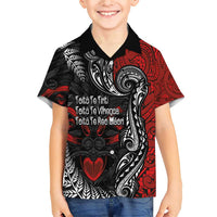 Aotearoa Toitu Te Tiriti Family Matching Short Sleeve Bodycon Dress and Hawaiian Shirt New Zealand Honour the Treaty - Te Tiriti Is Us LT03 Son's Shirt Red - Polynesian Pride