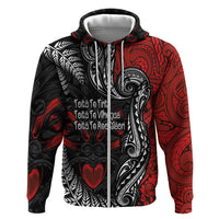 Aotearoa Toitu Te Tiriti Hoodie New Zealand Honour the Treaty - Te Tiriti Is Us LT03 Zip Hoodie Red - Polynesian Pride