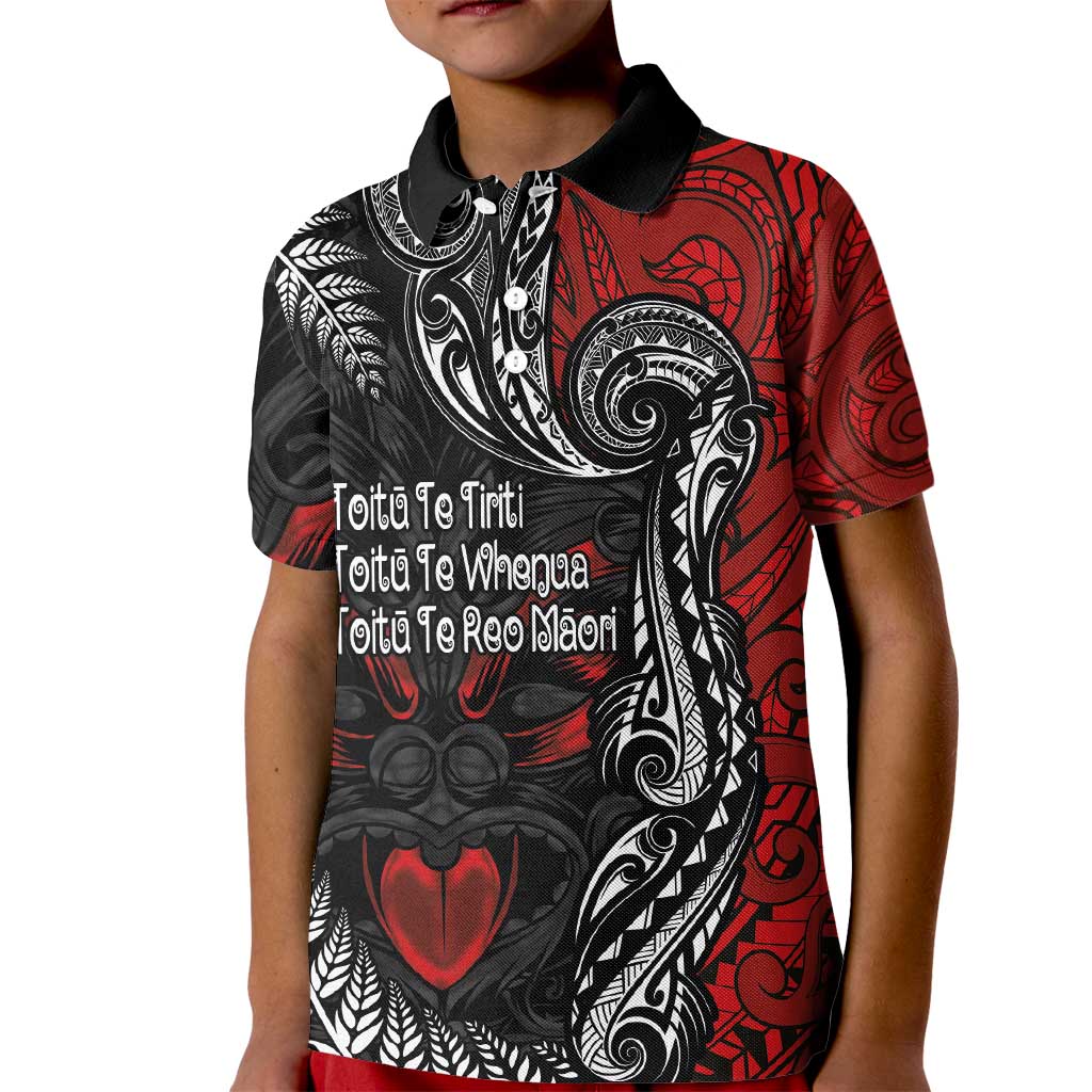 Aotearoa Toitu Te Tiriti Kid Polo Shirt New Zealand Honour the Treaty - Te Tiriti Is Us LT03 Kid Red - Polynesian Pride