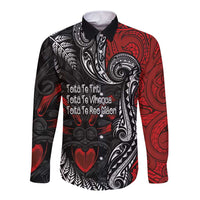 Aotearoa Toitu Te Tiriti Long Sleeve Button Shirt New Zealand Honour the Treaty - Te Tiriti Is Us LT03 Unisex Red - Polynesian Pride
