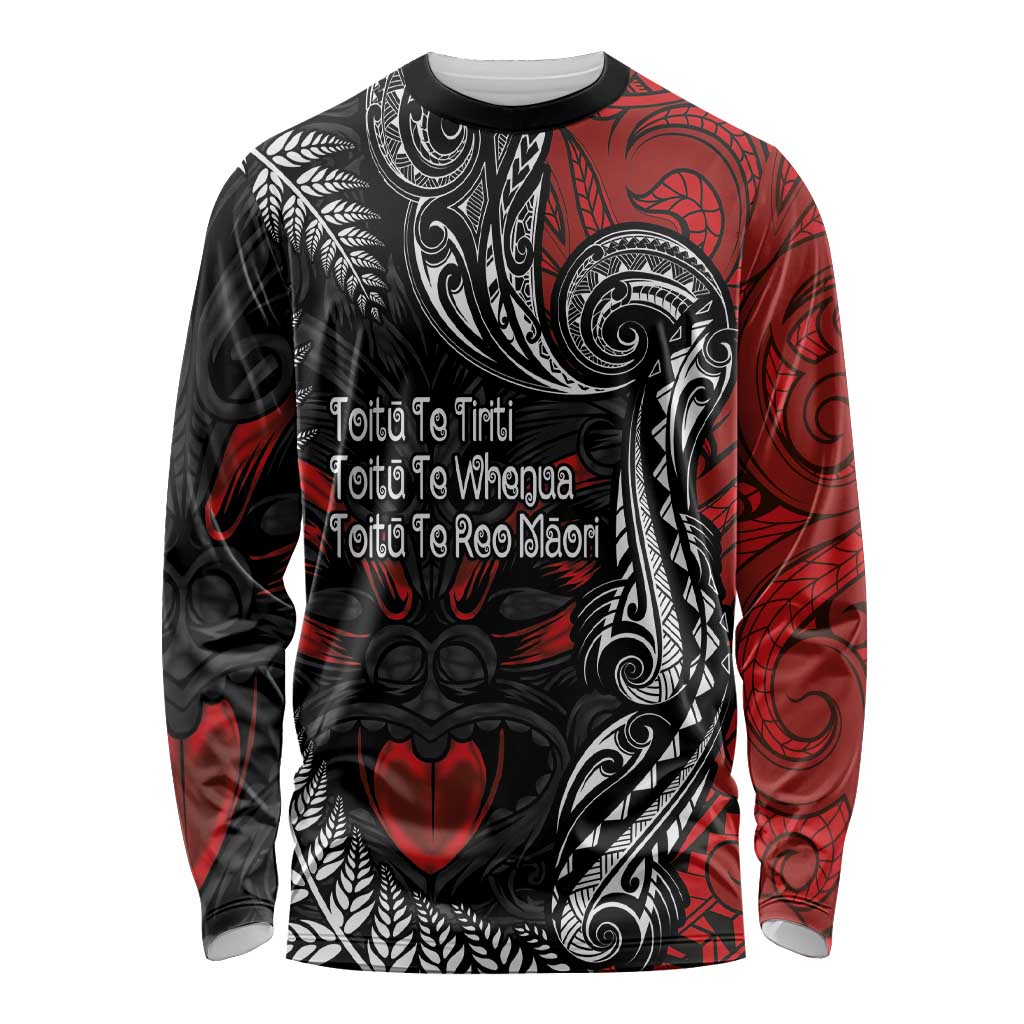 Aotearoa Toitu Te Tiriti Long Sleeve Shirt New Zealand Honour the Treaty - Te Tiriti Is Us LT03 Unisex Red - Polynesian Pride