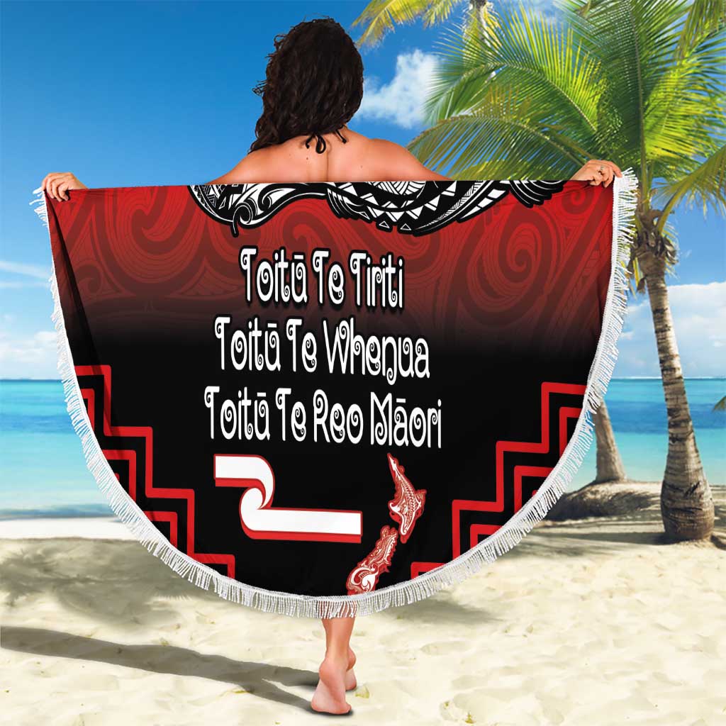 Aotearoa Toitu Te Tiriti Beach Blanket New Zealand Honour the Treaty - Fight Together LT03 - Polynesian Pride