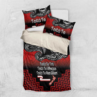 Aotearoa Toitu Te Tiriti Bedding Set New Zealand Honour the Treaty - Fight Together LT03 US Twin 172cm x 218cm Red - Polynesian Pride