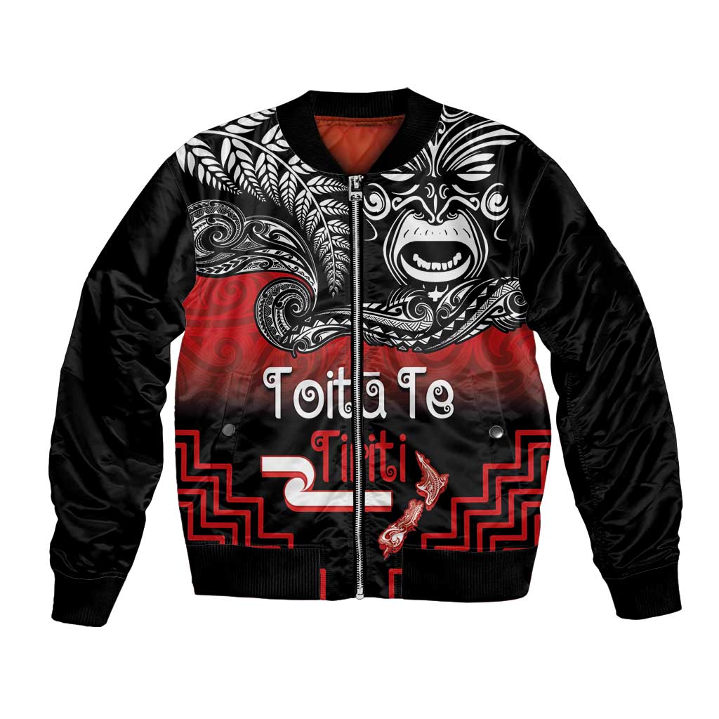 Aotearoa Toitu Te Tiriti Bomber Jacket New Zealand Honour the Treaty - Fight Together LT03 Unisex Red - Polynesian Pride