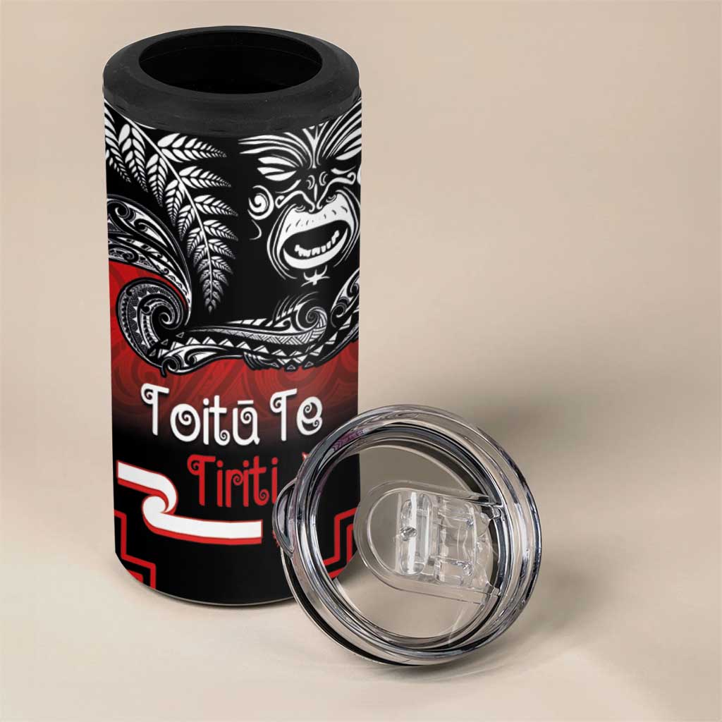 Aotearoa Toitu Te Tiriti 4 in 1 Can Cooler Tumbler New Zealand Honour the Treaty - Fight Together LT03 - Polynesian Pride