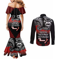 Aotearoa Toitu Te Tiriti Couples Matching Mermaid Dress and Long Sleeve Button Shirt New Zealand Honour the Treaty - Fight Together LT03 - Polynesian Pride