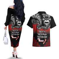 Aotearoa Toitu Te Tiriti Couples Matching Off The Shoulder Long Sleeve Dress and Hawaiian Shirt New Zealand Honour the Treaty - Fight Together LT03 - Polynesian Pride