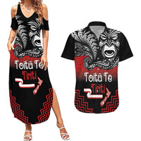 Aotearoa Toitu Te Tiriti Couples Matching Summer Maxi Dress and Hawaiian Shirt New Zealand Honour the Treaty - Fight Together LT03 Red - Polynesian Pride