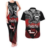 Aotearoa Toitu Te Tiriti Couples Matching Tank Maxi Dress and Hawaiian Shirt New Zealand Honour the Treaty - Fight Together LT03 Red - Polynesian Pride