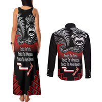 Aotearoa Toitu Te Tiriti Couples Matching Tank Maxi Dress and Long Sleeve Button Shirt New Zealand Honour the Treaty - Fight Together LT03 - Polynesian Pride