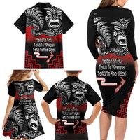 Aotearoa Toitu Te Tiriti Family Matching Long Sleeve Bodycon Dress and Hawaiian Shirt New Zealand Honour the Treaty - Fight Together LT03 - Polynesian Pride