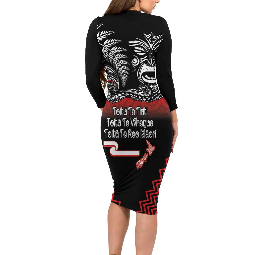 Aotearoa Toitu Te Tiriti Family Matching Long Sleeve Bodycon Dress and Hawaiian Shirt New Zealand Honour the Treaty - Fight Together LT03 - Polynesian Pride