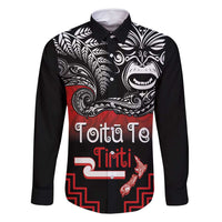 Aotearoa Toitu Te Tiriti Family Matching Mermaid Dress and Hawaiian Shirt New Zealand Honour the Treaty - Fight Together LT03 Dad's Shirt - Long Sleeve Red - Polynesian Pride