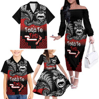Aotearoa Toitu Te Tiriti Family Matching Off The Shoulder Long Sleeve Dress and Hawaiian Shirt New Zealand Honour the Treaty - Fight Together LT03 - Polynesian Pride