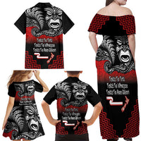 Aotearoa Toitu Te Tiriti Family Matching Off Shoulder Maxi Dress and Hawaiian Shirt New Zealand Honour the Treaty - Fight Together LT03 - Polynesian Pride