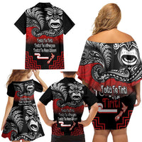 Aotearoa Toitu Te Tiriti Family Matching Off Shoulder Short Dress and Hawaiian Shirt New Zealand Honour the Treaty - Fight Together LT03 - Polynesian Pride