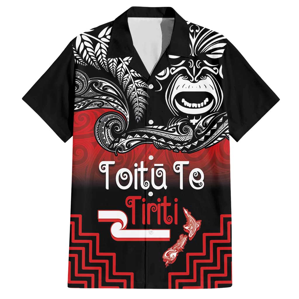 Aotearoa Toitu Te Tiriti Family Matching Short Sleeve Bodycon Dress and Hawaiian Shirt New Zealand Honour the Treaty - Fight Together LT03 Dad's Shirt - Short Sleeve Red - Polynesian Pride