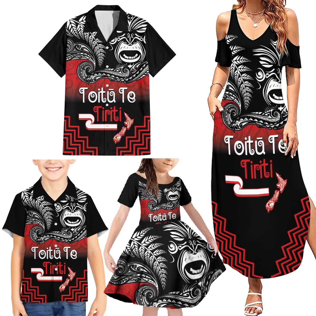 Aotearoa Toitu Te Tiriti Family Matching Summer Maxi Dress and Hawaiian Shirt New Zealand Honour the Treaty - Fight Together LT03 - Polynesian Pride
