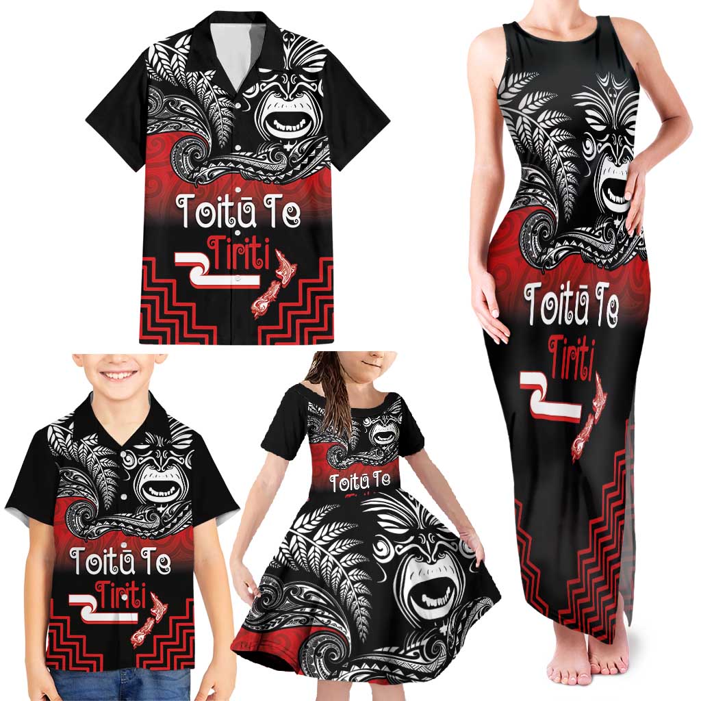 Aotearoa Toitu Te Tiriti Family Matching Tank Maxi Dress and Hawaiian Shirt New Zealand Honour the Treaty - Fight Together LT03 - Polynesian Pride