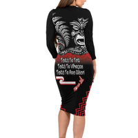 Aotearoa Toitu Te Tiriti Long Sleeve Bodycon Dress New Zealand Honour the Treaty - Fight Together LT03 - Polynesian Pride