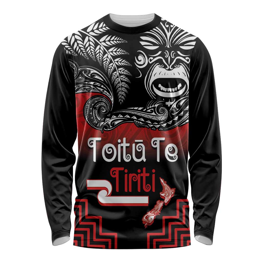 Aotearoa Toitu Te Tiriti Long Sleeve Shirt New Zealand Honour the Treaty - Fight Together LT03 Unisex Red - Polynesian Pride