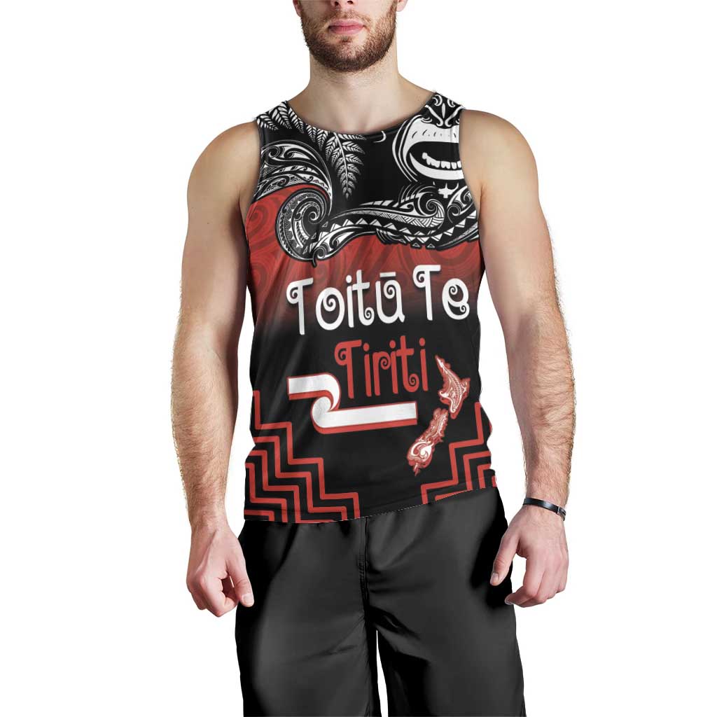 Aotearoa Toitu Te Tiriti Men Tank Top New Zealand Honour the Treaty - Fight Together LT03 - Polynesian Pride