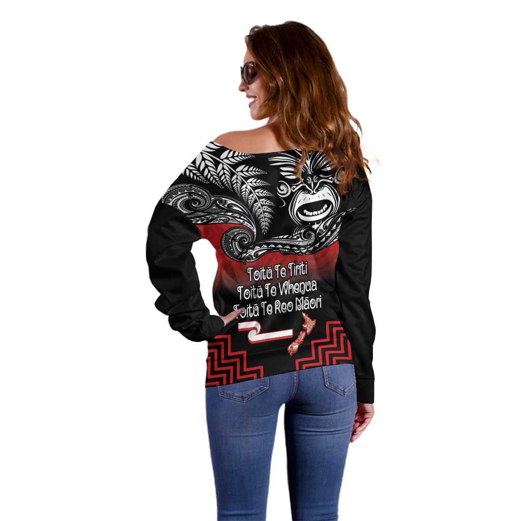 Aotearoa Toitu Te Tiriti Off Shoulder Sweater New Zealand Honour the Treaty - Fight Together LT03 - Polynesian Pride