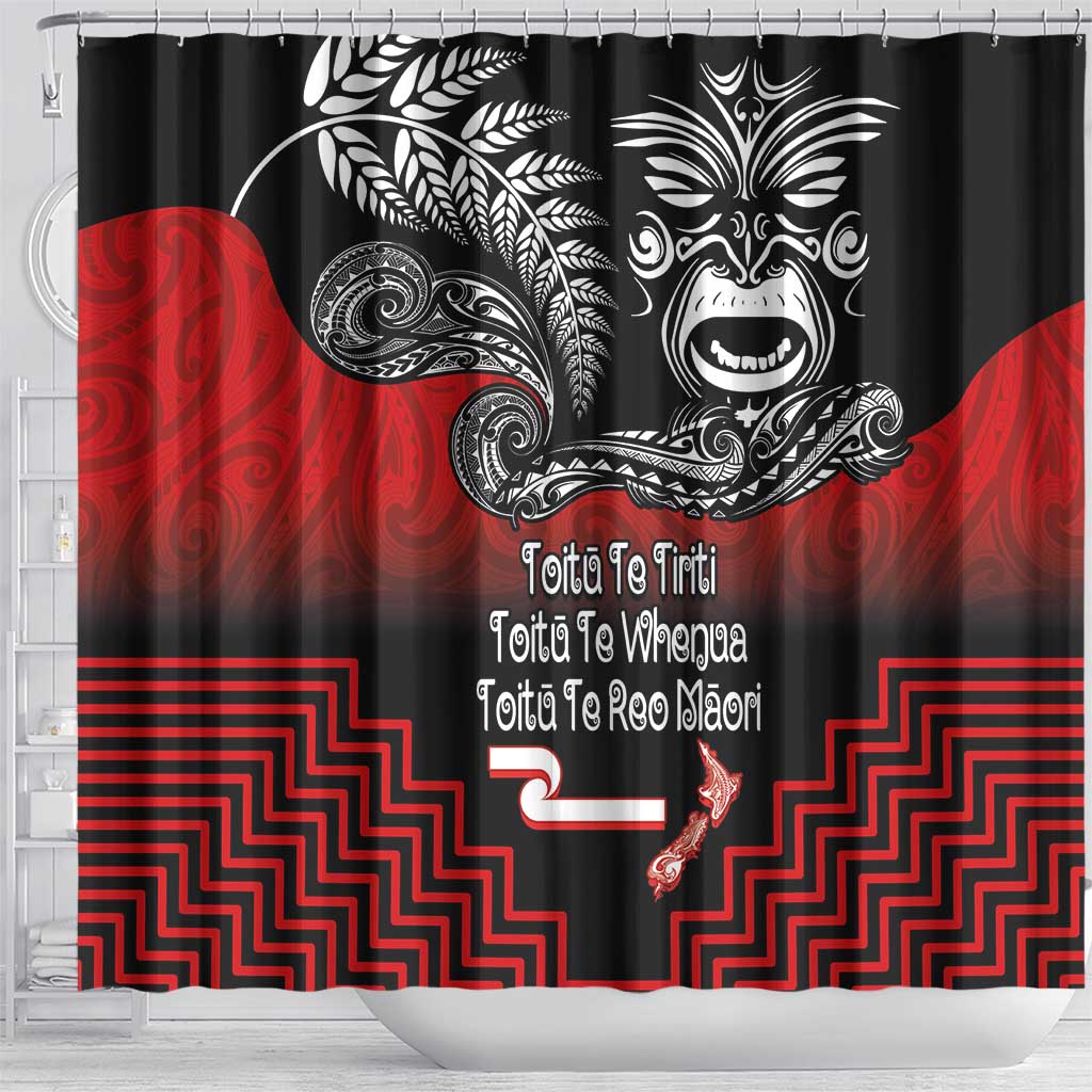 Aotearoa Toitu Te Tiriti Shower Curtain New Zealand Honour the Treaty - Fight Together LT03 - Polynesian Pride