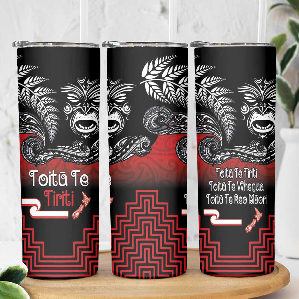Aotearoa Toitu Te Tiriti Skinny Tumbler New Zealand Honour the Treaty - Fight Together LT03 - Polynesian Pride