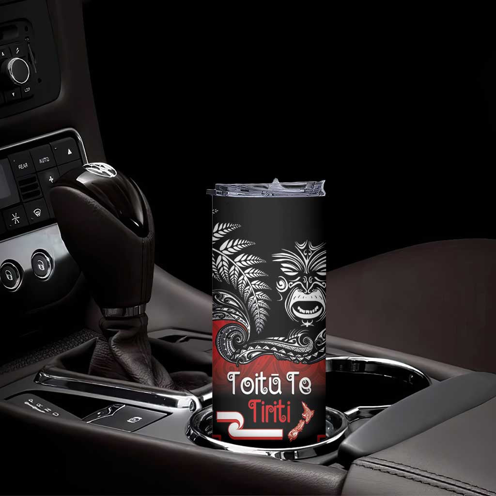 Aotearoa Toitu Te Tiriti Skinny Tumbler New Zealand Honour the Treaty - Fight Together LT03 - Polynesian Pride