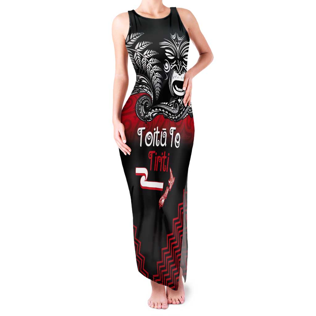 Aotearoa Toitu Te Tiriti Tank Maxi Dress New Zealand Honour the Treaty - Fight Together LT03 Women Red - Polynesian Pride