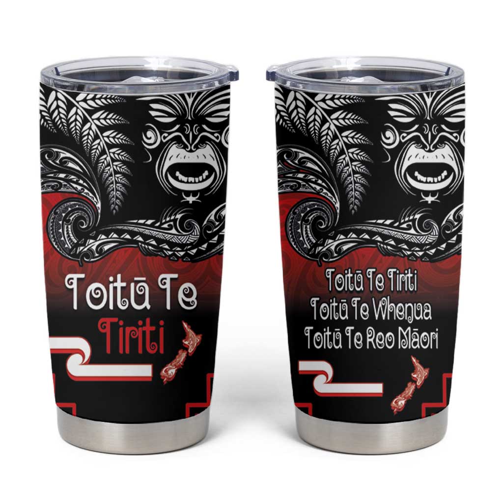 Aotearoa Toitu Te Tiriti Tumbler Cup New Zealand Honour the Treaty - Fight Together LT03 Red - Polynesian Pride